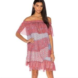 Rebecca Taylor Off The Shoulder Amanda Dress in Tangerine & Mermaid Size 4